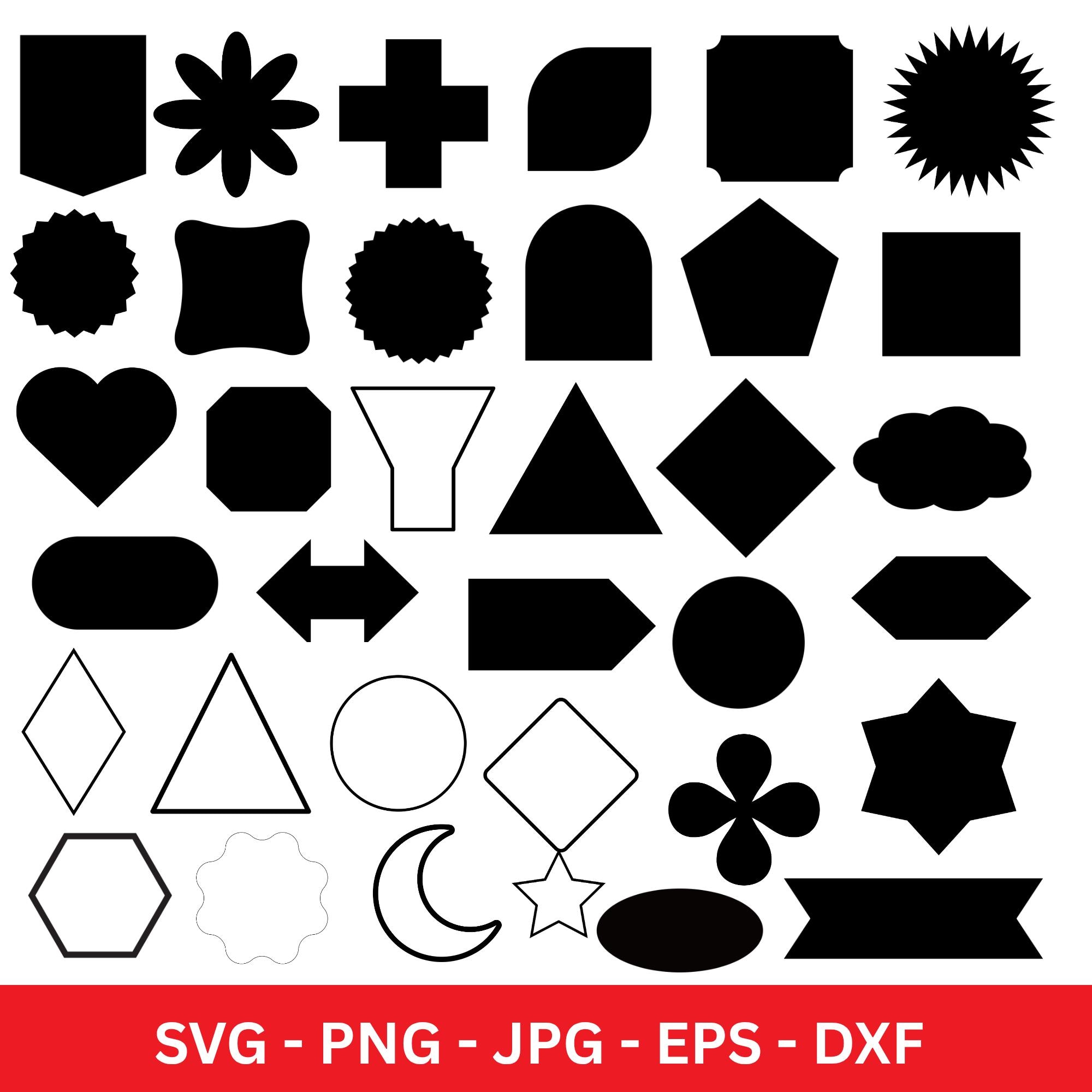 Basic Shape Svg Bundle, Basic Shape Png Bundle, Basic Shape Clipart ...