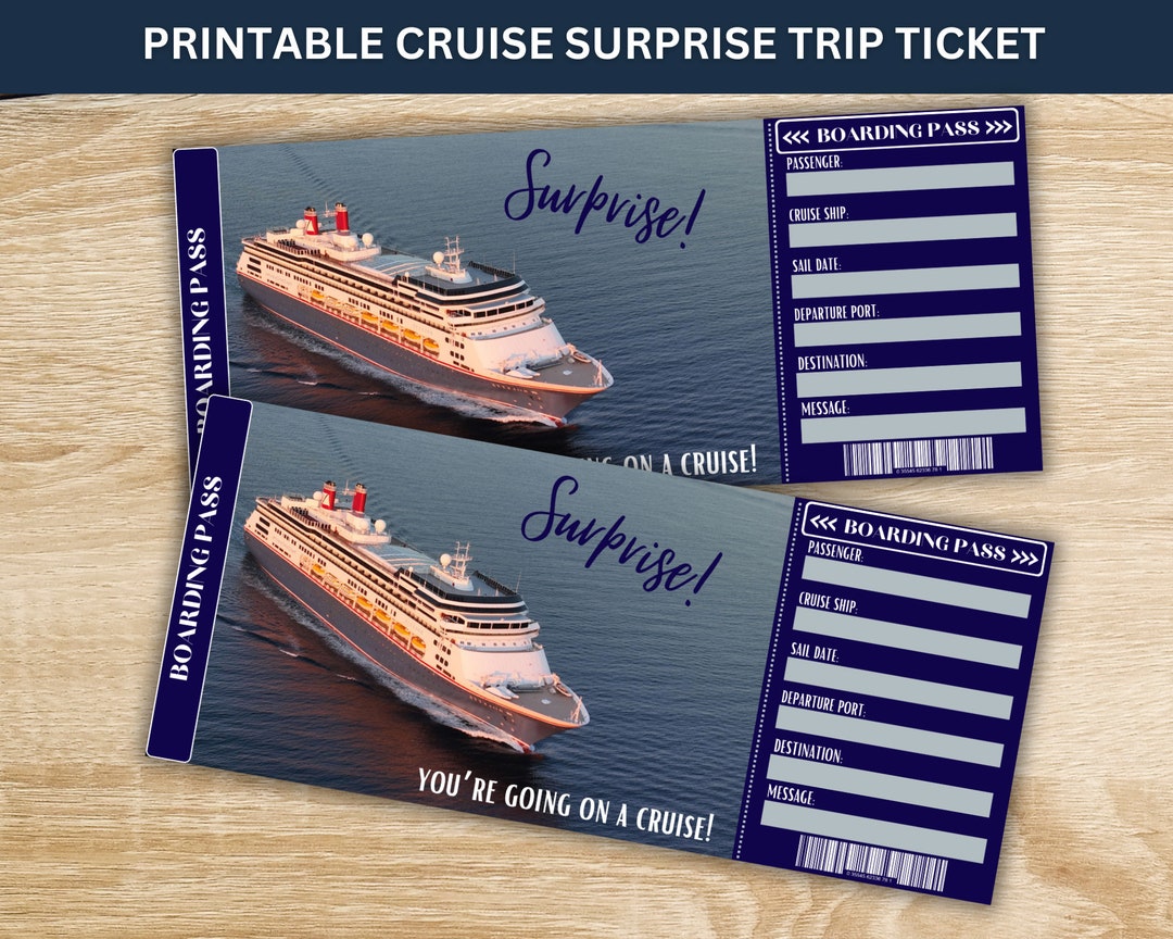 Printable Cruise Boarding Pass Ticket Template, Vacation Gift Ticket ...