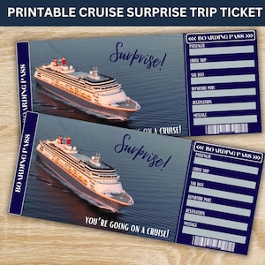 Druckbare Cruise Boarding Pass Ticketvorlage, Urlaubsgeschenkticket, Surprise Trip Ticket, Surprise Boarding Pass, Instant Download