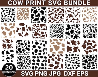20 Cow Print Svg Png Bundle, Cow Print Pattern, Cow Print Png, Cow Print Clipart, Animal Print Svg, Svg Files For Cricut, Instant Download