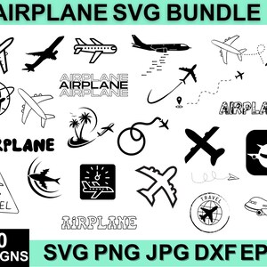 Airplane Svg, Airplane Png, Airplane Clipart, Airplane Silhouette, Travel Svg, Airplane Cut File, Airplane, Svg Files For Cricut