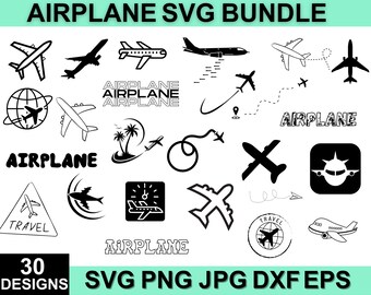 Airplane Svg, Airplane Png, Airplane Clipart, Airplane Silhouette, Travel Svg, Airplane Cut File, Airplane, Svg Files For Cricut