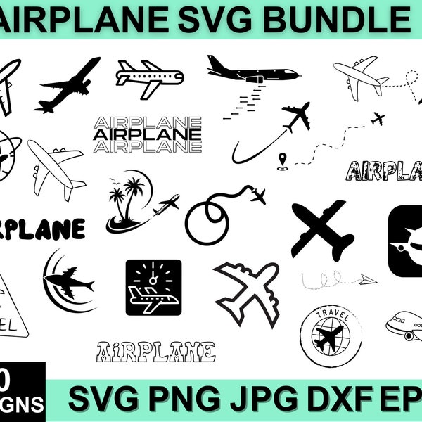 Airplane Svg, Airplane Png, Airplane Clipart, Airplane Silhouette, Travel Svg, Airplane Cut File, Airplane, Svg Files For Cricut