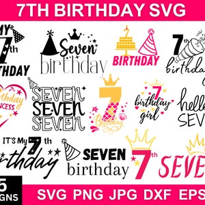 7th Birthday Svg, Birthday Svg  Png, Happy Birthday Svg, Seven Birthday Svg, 7th Birthday Shirt, Birthday Squad Svg, Svg Files For Cricut