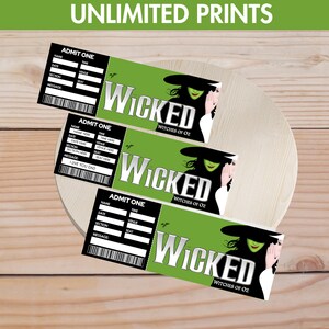 Printable Wicked Broadway Surprise Ticket, Musical Theatre Faux Event ...