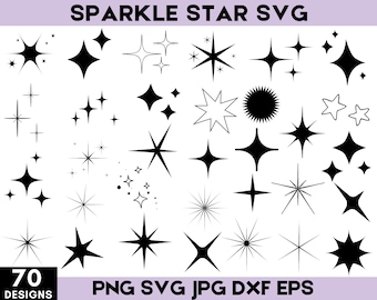 70 + Sparkle Star Svg Png Bundle, Stars Svg Bundle, Stars Silhouette, Stars Clipart, Svg Files For Cricut, Vector Files, Instant Download