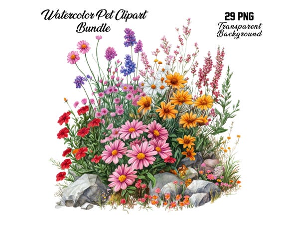 29 Wildflowers Png Bundle, Wild Flowers, Printable Wildflower Clipart, Transparent Pngs, Commercial Use, Instant Download,Sublimation Design