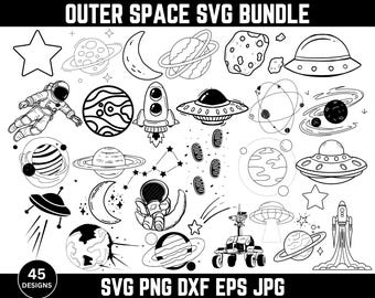 Outer Space Svg Bundle, Planet Svg, Astronaut Svg, Solar System Svg, Space Clipart, Science Rocket Svg, Moon Svg, Instant Download, Cricut
