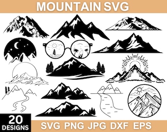 Mountain Svg, Mountain Png, Mountain Dxf, Nature Svg, Landscape Svg, Mountain Silhouette, Mountain Vector, Mountains, Mountain Scene