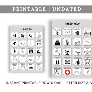 Afdrukbare communicatiekaartenbundel, afdrukbare kaarten voor volwassenen, visuele communicatie, communicatiebehoeften, PDF-bestand, direct downloaden