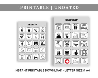 Printable Communication Cards Bundle, Printable Cards For Adults, Visual Communication, Communication Needs, Pdf File, Instant Download