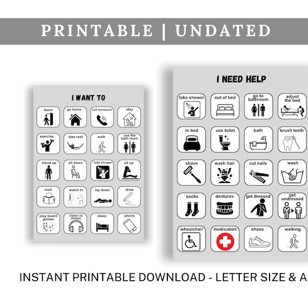 Printable Communication Cards Bundle, Printable Cards For Adults, Visual Communication, Communication Needs, Pdf File, Instant Download