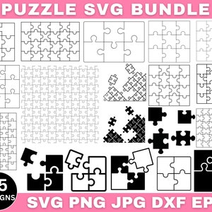 Puzzel Svg-bundel, puzzel Svg, lasergesneden bestand, puzzel gesneden bestand, puzzelstukje Svg, puzzel Dxf, puzzel gesneden sjabloon, instant download, silhouet