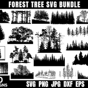 Wald Baum SVG, Kiefer Bäume, Wald SVG, Natur SVG, Baum Silhouette, SVG-Dateien für Cricut, Baum Png, Wald Clipart, Instantd