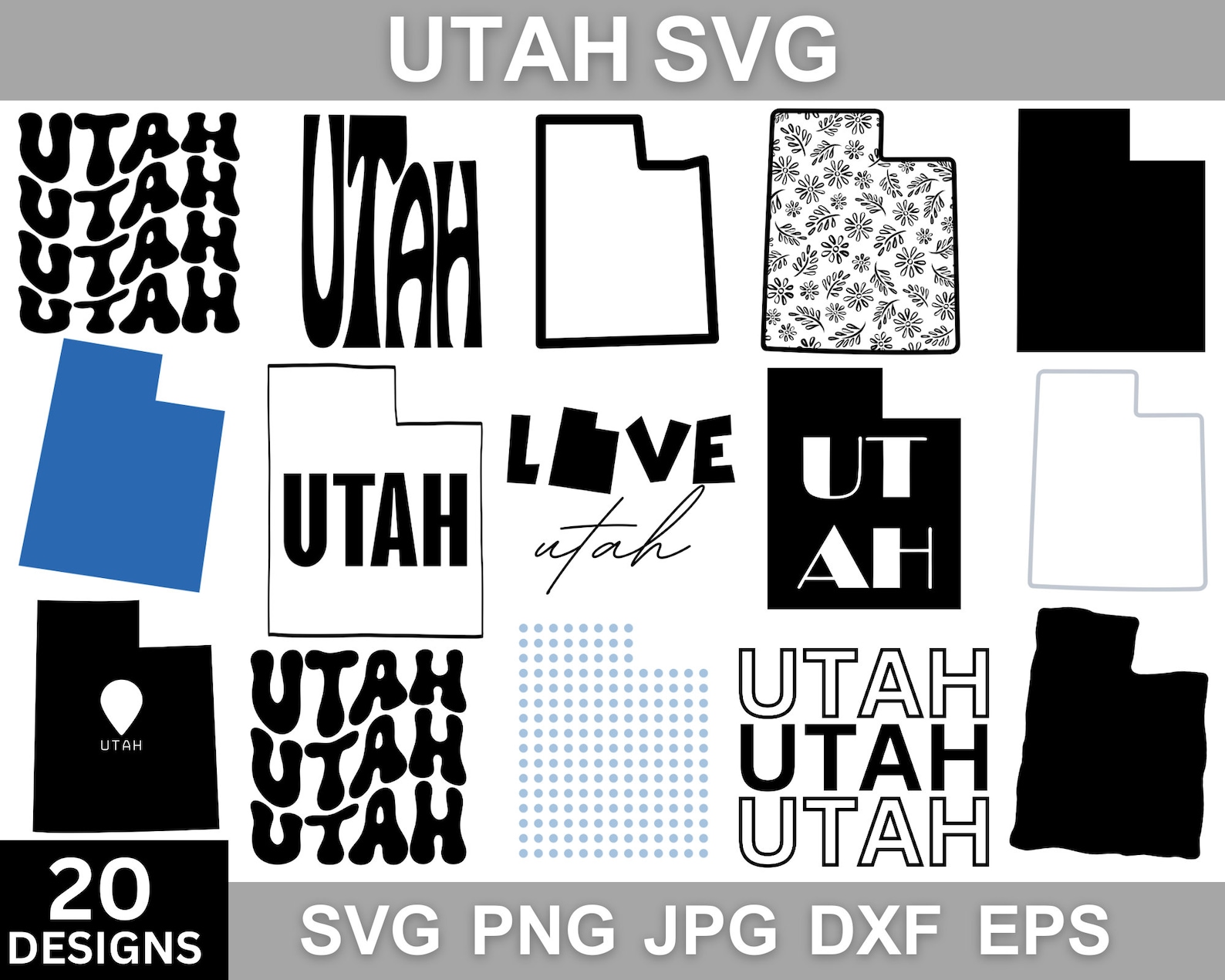 Utah Svg Bundle, Utah Png, Utah Dxf, Utah Silhouette, Utah Vector Files ...