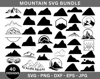 Mountains Svg Bundle, Mountain Hand Drawn, Mountain Png, Mountain Range Clipart, Mountain Clipart, Svg Files For Cricut, Instant Download