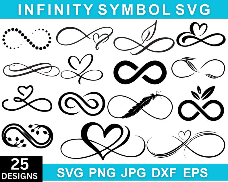 Infinity Symbol Svg Bundle, Infinity Sign Svg, Infinity Png, Infinity Silhouette, Valentines Day Svg, Infinity Dxf, Infinity Clipart, Vector image 1