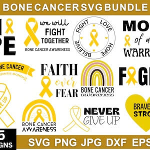 Bone Cancer Svg Bundle, Cancer Awareness Bundle, Bone Cancer Png, Bone Cancer Clip Art, Cancer Awareness, Cricut, Digital Download