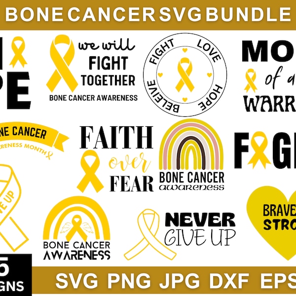Bone Cancer Svg Bundle, Cancer Awareness Bundle, Bone Cancer Png, Bone Cancer Clip Art, Cancer Awareness, Cricut, Digital Download