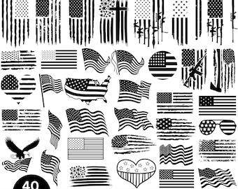 Distressed American Flag Svg Bundle, USA Flag Svg, 4th Of July Svg, USA Flag Clipart Png, USA Flag Silhouette,American Flag,Instant Download