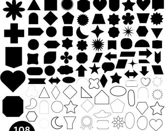 Basic Shape Svg Bundle, Basic Shape Png Bundle, Basic Shape Clipart, Tag Svg Label Svg, Banner Svg, Basic Geometric Shape, Digital Download
