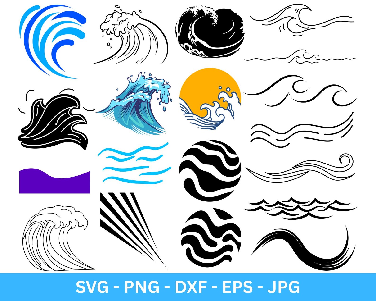Wave Svg Bundle, Water Waves Svg, Ocean Waves Svg, Drop Svg, Tidal Wave ...