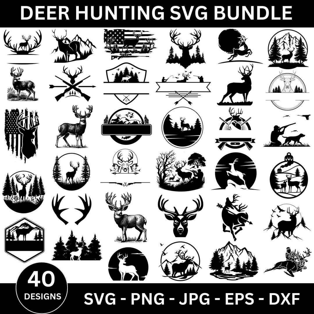 Deer Hunting Svg Bundle, Deer in the Forest Svg, Forest Scene Svg, Deer ...