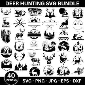 Deer Hunting Svg Bundle, Deer In The Forest Svg, Forest Scene Svg, Deer In The Forest Vector Files, Cricut Cut Files, Instant Download