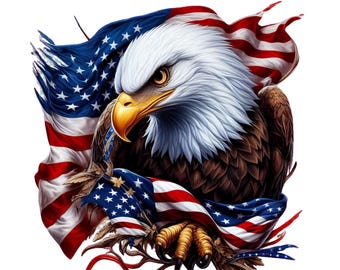 Patriotic Bald Eagle Png Clipart, USA Flag Png, Independence Day Png, 4th Of July Png, American Flag Png, Sublimation, Digital Download