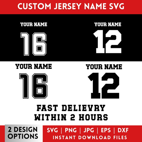 Custom Jersey Name & Number Svg,Personalized Sports Jersey Back Svg,Custom Name Shirt Svg,Football Baseball Basketball Team,Made To Order