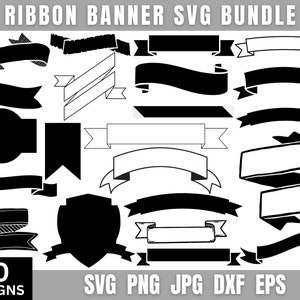Ribbon Banner Svg / Png, Banner Svg Bundle, Banner Clipart, Banner Png, Birthday Banner, Commercial Use Svg, Banner Dxf, Ribbon Cut Files