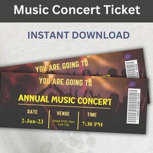 Editable Concert Ticket template, Surprise Concert Ticket Template, Gift For Her, Custom Concert Ticket Gift, Instant Download