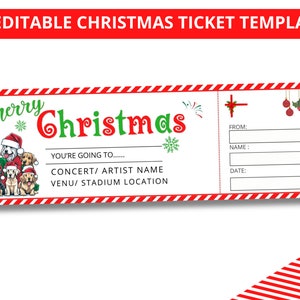 Weihnachtskonzertkarte, bearbeitbare Ereigniskartenvorlage, Weihnachtsgeschenkkarte, Konzertkarte, Überraschungsgeschenkgutschein, Sofort-Download