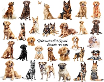 Pacchetto di clipart di cani ad acquerello in formato PNG, clipart di animali domestici carini, clipart di cuccioli di cane in formato PNG, clipart di cani carini, clipart di amanti degli animali in formato PNG, design a sublimazione, download istantaneo
