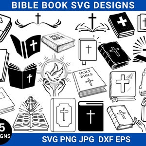 聖書本 SVG バンドル、Cricut 用 SVG ファイル、ベクター聖書 SVG PNG、本 SVG、聖書 Cricut、インスタントダウンロード、キリスト教 SVG、シルエット