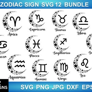 12 + Zodiac Sign Svg Bundle, Zodiac Sign Png, Zodiac Sign Dxf, Zodiac Signs Clipart, Zodiac Symbols Svg, Svg Files For Cricut