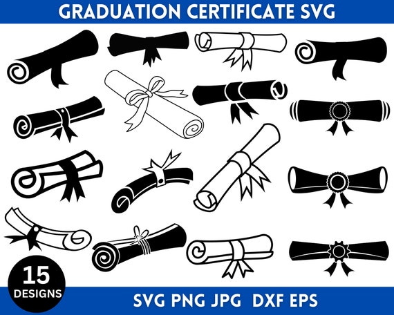 Graduation Certificate Svg Png, Graduation Svg, Diploma, Transparent Background Files, Graduation Clipart, Instant Download, Silhouette