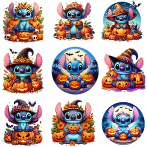 9 Stitch Halloween Png Bundle, Cute Stitch Halloween Png, Halloween Stitch, Cute Halloween Horror Stitch Png, Sublimation Design