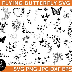 30+ Flying Butterflies Svg Png Bundle, Butterfly Cut Files For Cricut, Layered Svg, Svg For Shirts, Butterfly Clipart, Instant Download