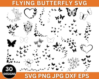 30+ Flying Butterflies Svg Png Bundle, Butterfly Cut Files For Cricut, Layered Svg, Svg For Shirts, Butterfly Clipart, Instant Download
