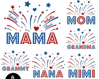 Custom America Mom With Kids Names Png Bundle, Mama 4th Of July Png, Independence Day Png, Patriotic Shirt Designs, 4th Of July, Sublimation