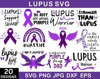 Lupus Awareness Svg bundle , Lupus Svg Bundle, Purple Ribbon Svg, Cancer Ribbon Svg, Svg  For Cricut, Lupus Warrior Png, Silhouette / Vector