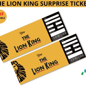 Der König der Löwen Broadway-Überraschungskartenvorlage, Musiktheaterkarte, Souvenir-Andenken, Konzertkarte, bearbeitbares Pdf