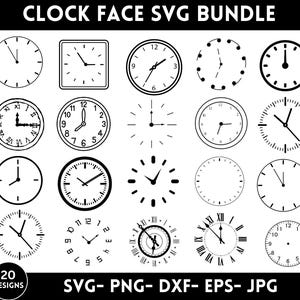 Clock Face Svg Bundle, Clock Svg, Clock Numbers Svg, Roman Numeral Clock, Clock Face Clipart, Clock Face Silhouette, Instant Download