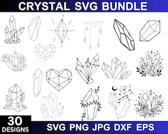 Crystal Svg Bundle, Crystal Quotes Svg, Crystal Silhouette, Crystals Svg, Crystal Clipart, Diamond Svg, Crystal Png, Svg Files For Cricut