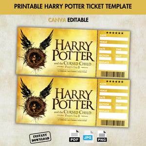 Bearbeitbare Cursed Child Surprise Ticket Vorlage, Event Geschenkkarte, Cursed Child Broadway, Printable Ticket, Musical Ticket, Ticket Vorlage