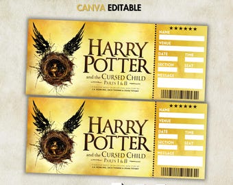 Editable Cursed Child Surprise Ticket Template, Event Gift Ticket, Cursed Child Broadway, Printable Ticket, Musical Ticket, Ticket Template