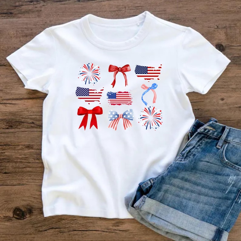 4th Of July Bow Png, Coquette Bow Png, Patriotic Bow Png, 4th Of July Png, American Flag Png,USA Png, Independence Day Shirt Png,Sublimation image 3