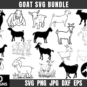 Ziegen-Svg-Bundle, Ziegen-Png-Bundle, Ziegen-Clipart, Bauernhoftiere-Svg, Ziegen-Shirt, Svg-Dateien, lustiges Smv, niedliches Tier-Svg, Cricut-Schnitt-Dateien