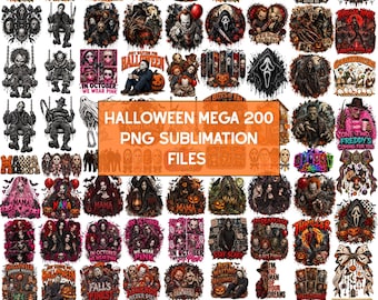 Pacote Mega com 200 PNGs de Terror para o Halloween, PNGs da Temporada Assustadora, PNGs de Halloween Retrô, PNGs de Terror para o Halloween, Estampas Assustadoras para Camisetas, Download Instantâneo
